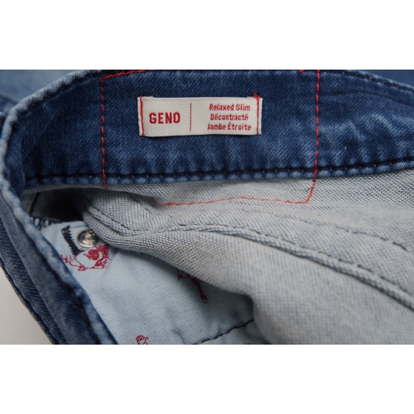 True Religion Jeans Mens 34x33 Geno Relaxed Slim Fit Dark Wash Stretch Denim - Picture 7 of 11